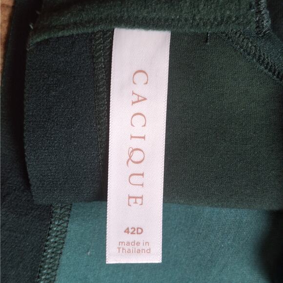 Cacique Lane Bryant 42D Dark Green Lace Unlined Full Coverage Wireless Bra - Picture 4 of 6